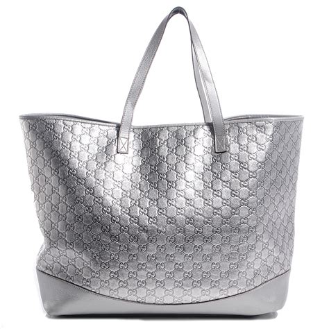 gucci guccissima silver tote bag